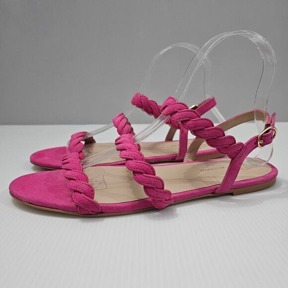 NEW Stuart Weitzman Twistie Sandal Braided Strappy Pink Suede Leather Size 8
